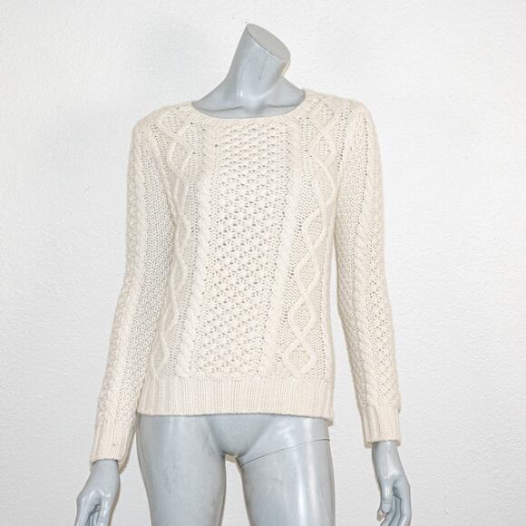 KULE Women's 100% Cashmere Cable knit Sweater light beige size Small - Picture 1 of 10
